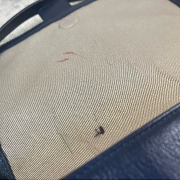 Banana Republic Navy Blue Cross Body Shoulder Bag Basket Weave Flap Closure - Picture 10 of 16